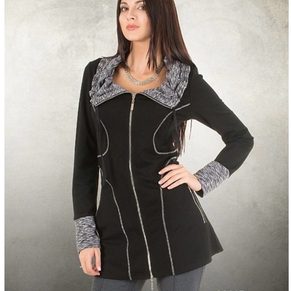 Dzhavael Couture Jackets & Blazers - #277 Beautiful  Couture Black and Gray Women's Tunic. Excellent condition.